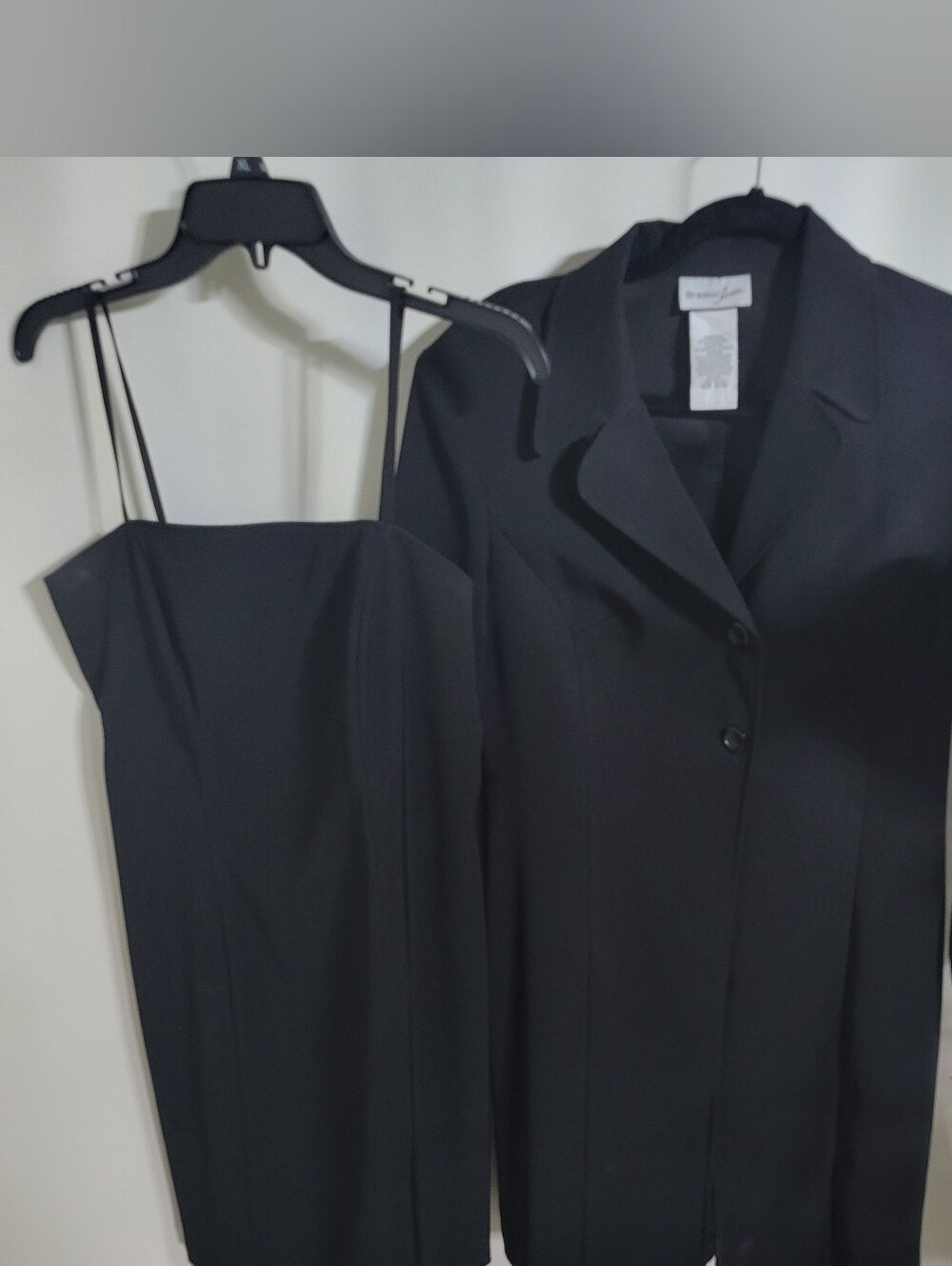 Y2K Vintage Breakin' Loose Classic Black Two-Piece Dress & Blazer Set, Size 9/10